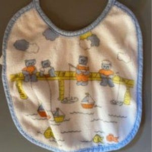 Vintage bear fishing baby bib